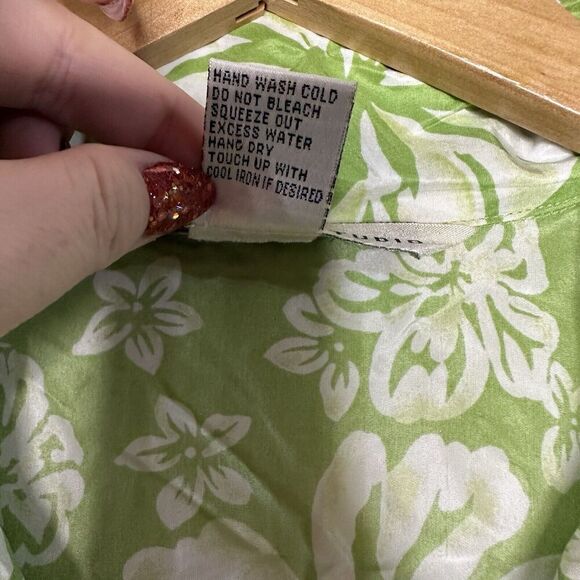 Vintage Melrose Silk Studio Hawaiian Tropical Button Shirt Sz XL Lime Green - Picture 4 of 4